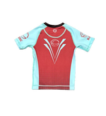 Kids Evo BJJ Rash Guard - Deep Red/Sky Blue