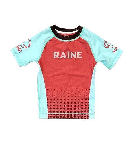 Kids Evo BJJ Rash Guard - Deep Red/Sky Blue