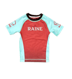 Kids Evo BJJ Rash Guard - Deep Red/Sky Blue