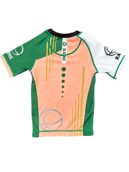 Kids Hyper BJJ Rash Guard - Peach/Green