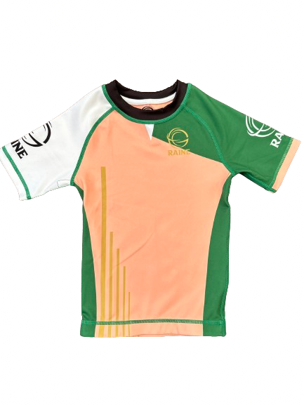 Kids Hyper BJJ Rash Guard - Peach/Green