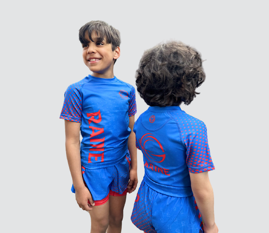 Kids Dynamite BJJ Rash Guard - Blue/Red