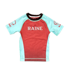 Mens Evo BJJ Rash Guard -Deep Red/Sky Blue