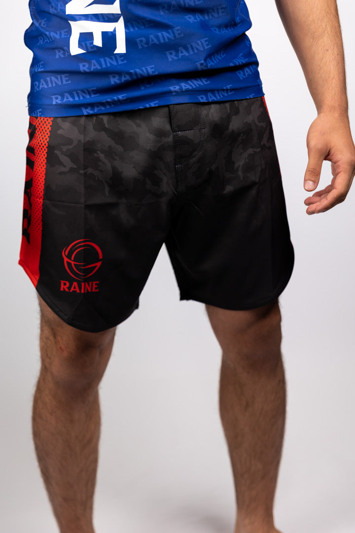 Mens Red Camo BJJ Shorts  - Velcro