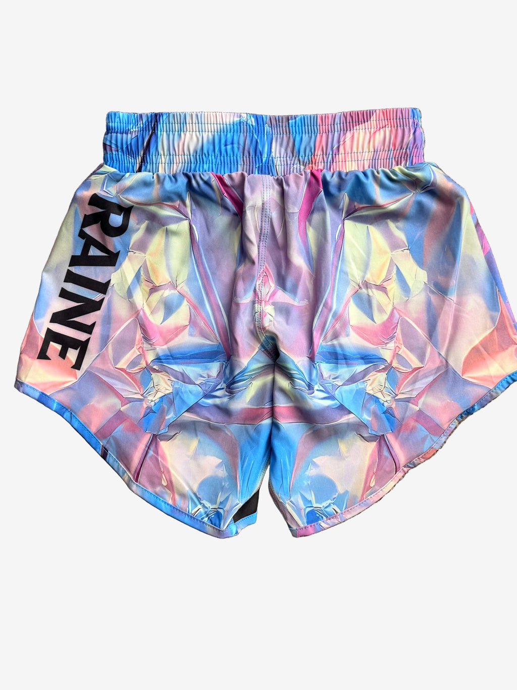 aurora shorts with 'RAINE' branding 