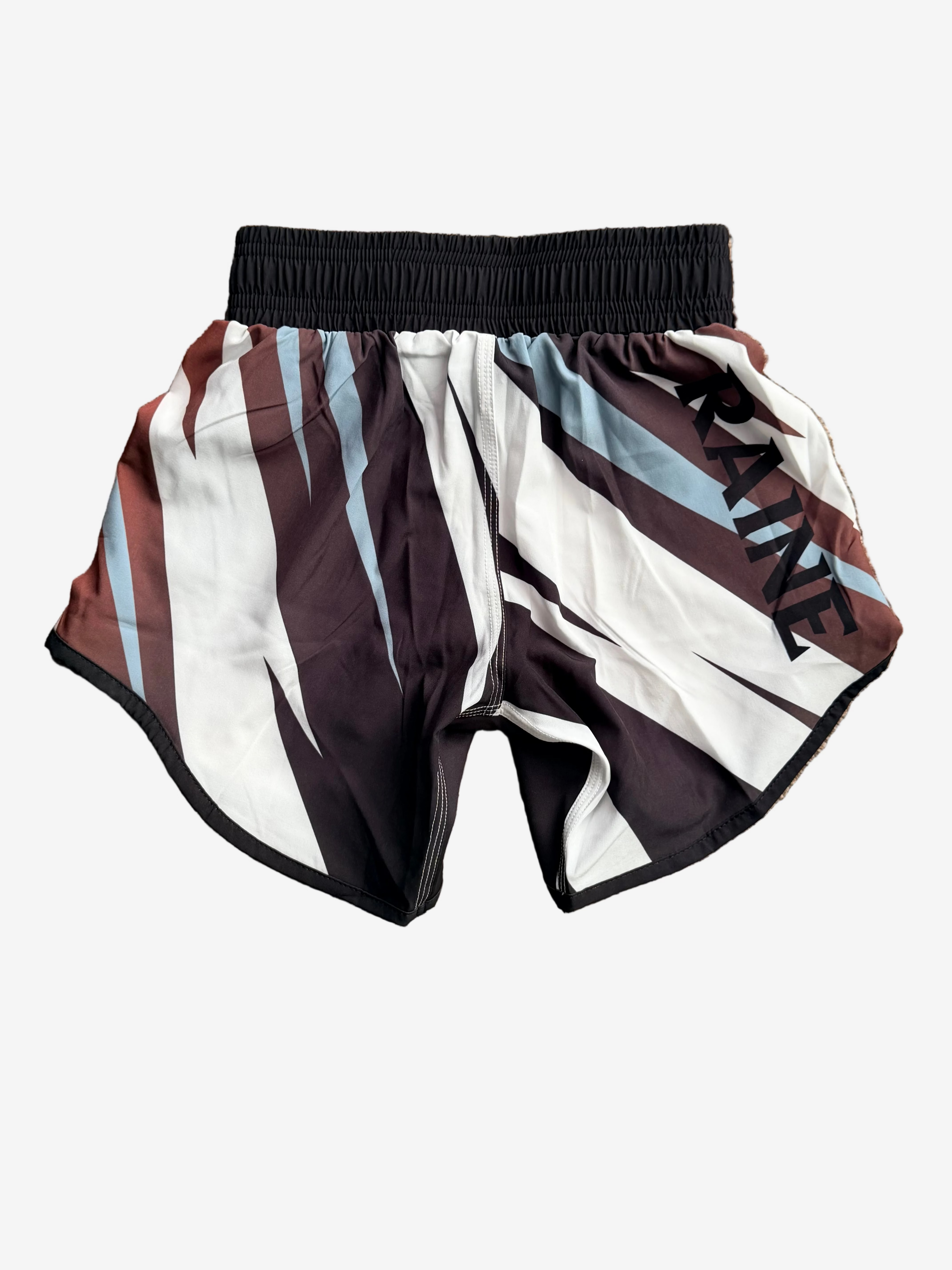 Colorful athletic shorts with a brand logo 