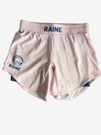 Pink shorts with Navy 'RAINE' branding