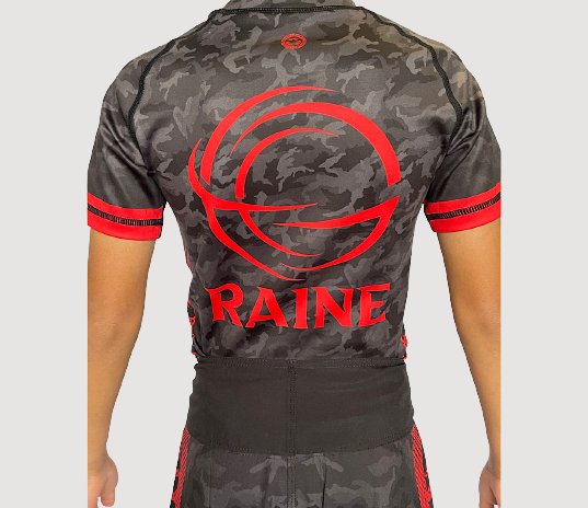 Kids BJJ Rash Guard - Red/Black Camo