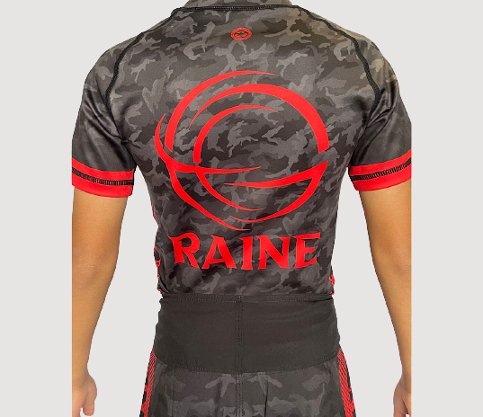 Kids BJJ Rash Guard - Black/Red Camo