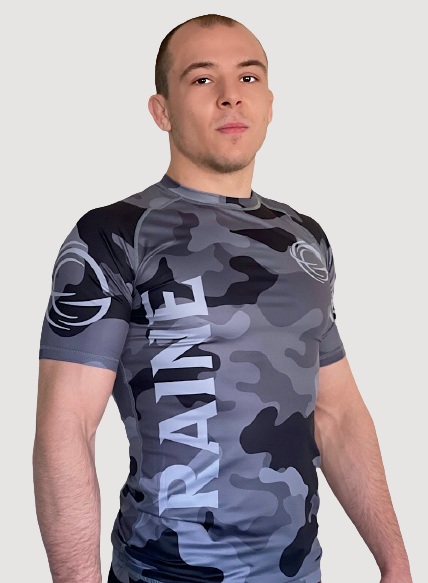 Mens Camo BJJ Rash Guard - Blue or Grey